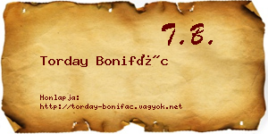 Torday Bonifác névjegykártya